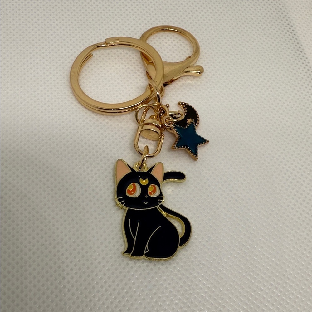 Luna Keychain with Gold Accents